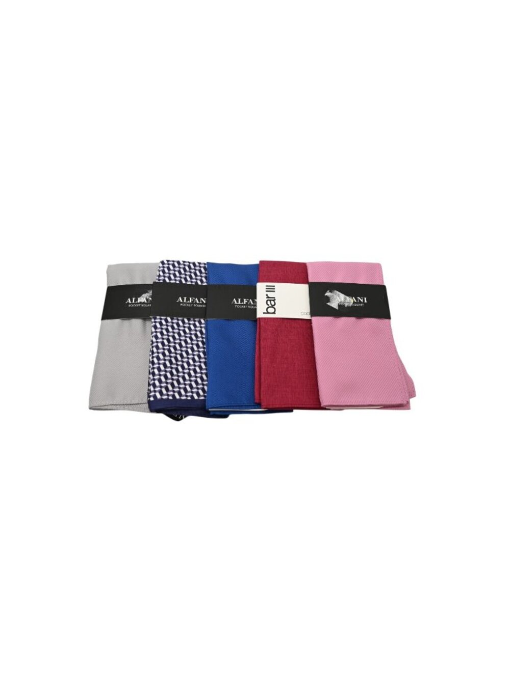 NWT Alfani & Bar III Lot of 5 Pocket Squares Pink Burgundy Blue Purple Gray
